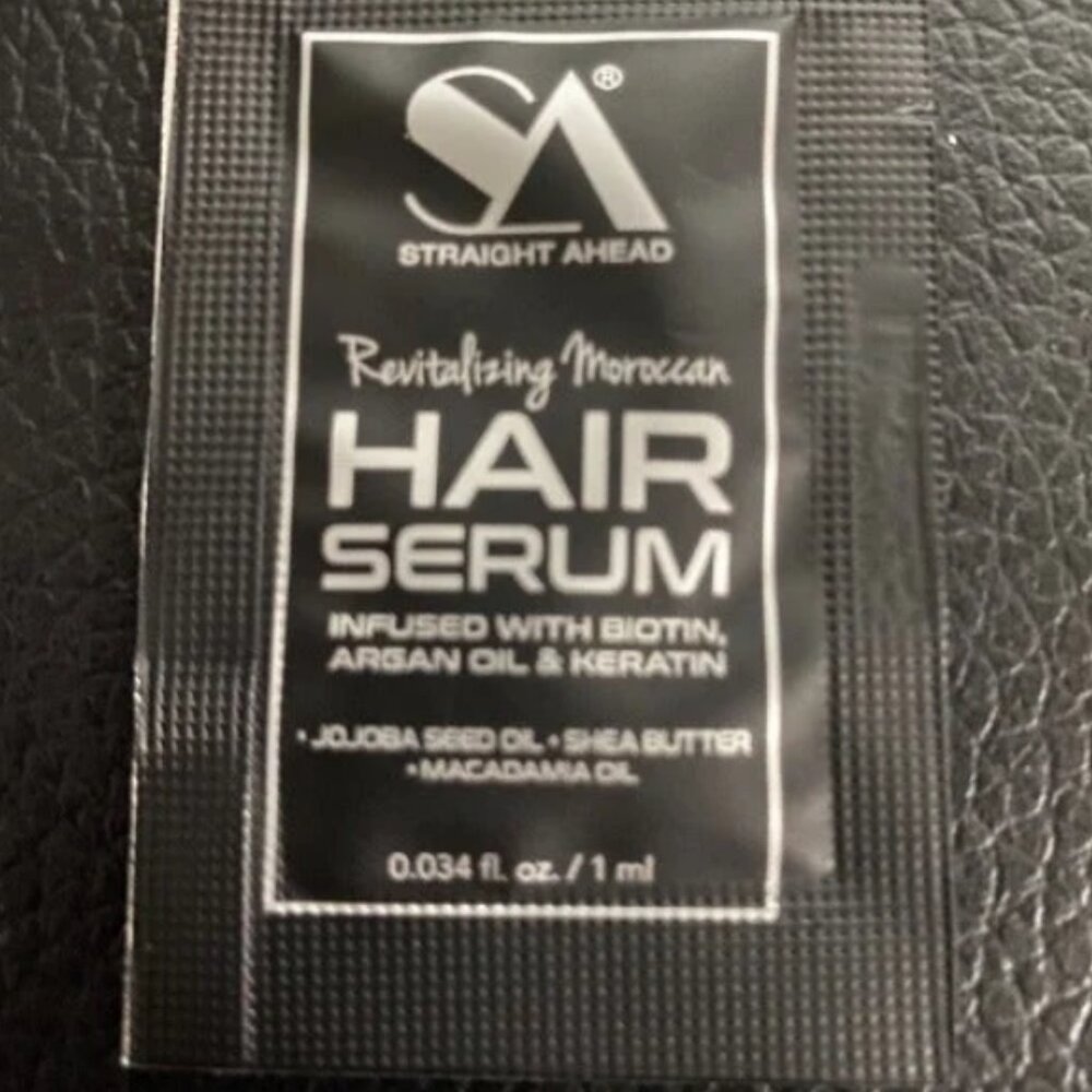 2 STRAIGHT AHEAD SAMPLES REVITALIZING MOROCCAN HAIR SERUM-0.034 fl oz/ 1 ml EACH